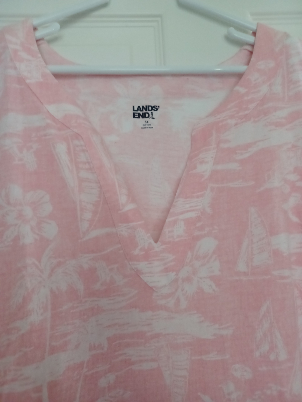 Lands' End Pink Tropical V-Neck Sleeveless Tunic - Picture 2 of 9